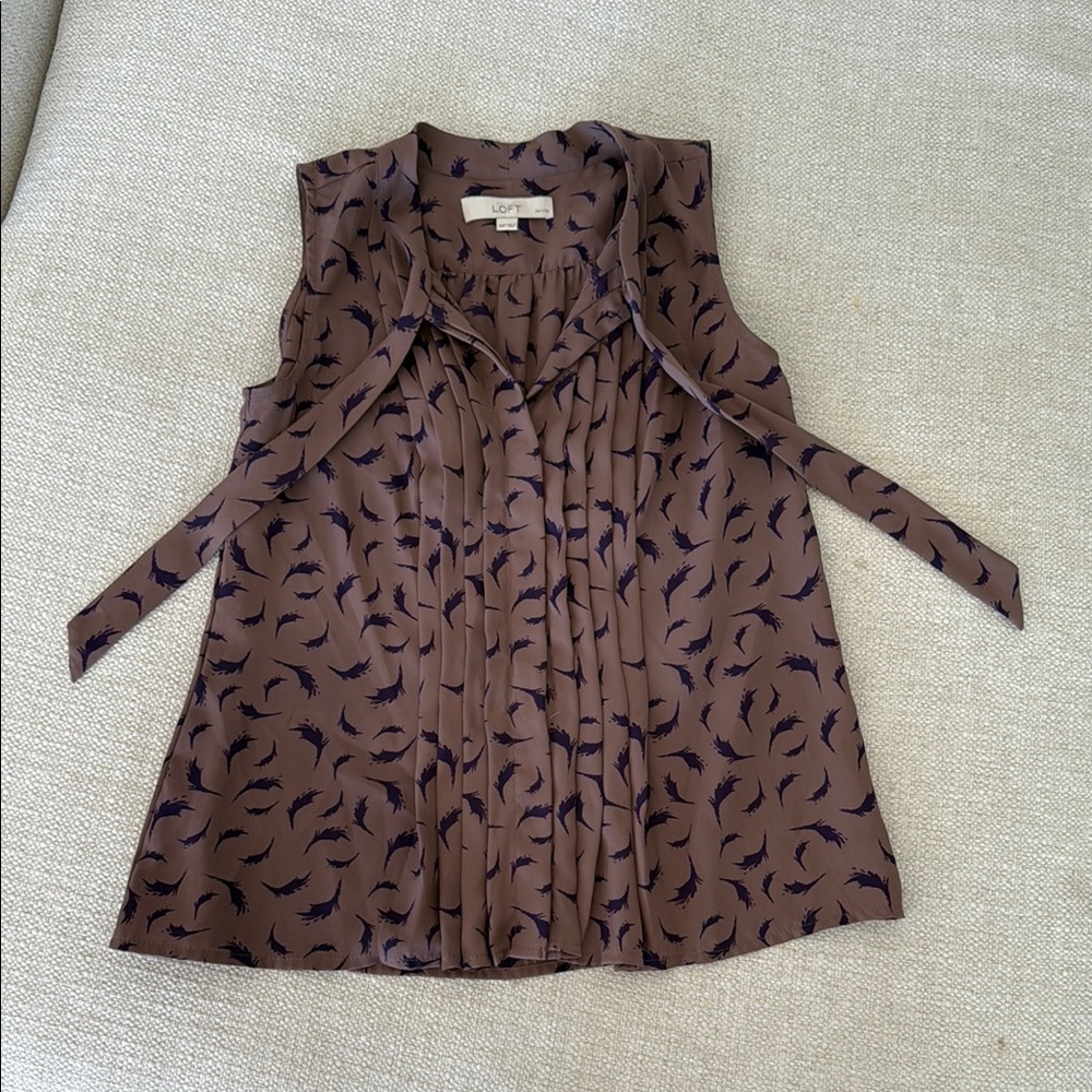LOFT Brown Top with Purple Design
